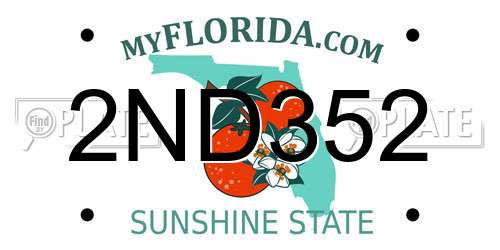2ND352 Florida License Plate