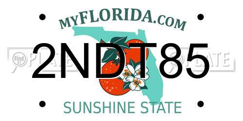 2NDT85 Florida License Plate