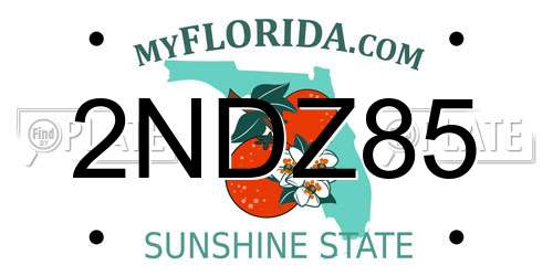 2NDZ85 Florida License Plate