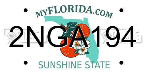 2NGA194 Florida License Plate