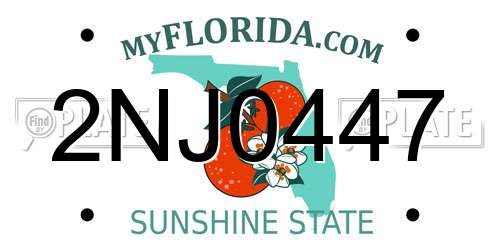2NJ0447 Florida License Plate