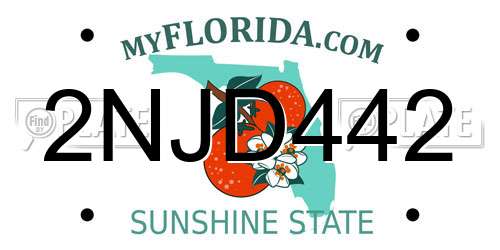 2NJD442 Florida License Plate