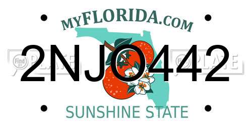 2NJO442 Florida License Plate