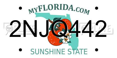 2NJQ442 Florida License Plate