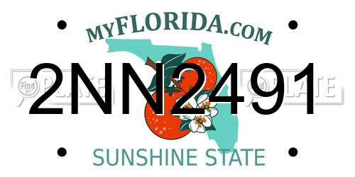 2NN2491 Florida License Plate