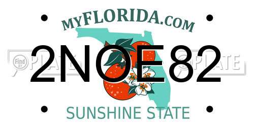 2NOE82 Florida License Plate