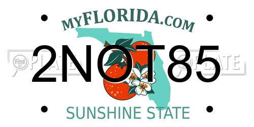 2NOT85 Florida License Plate