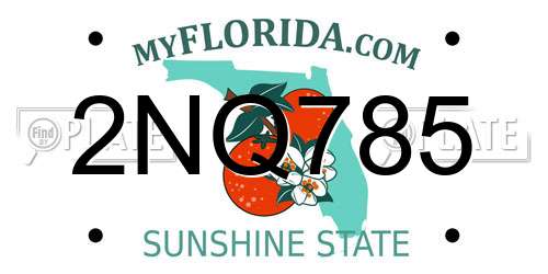 2NQ785 Florida License Plate