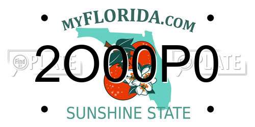 2O00P0 Florida License Plate