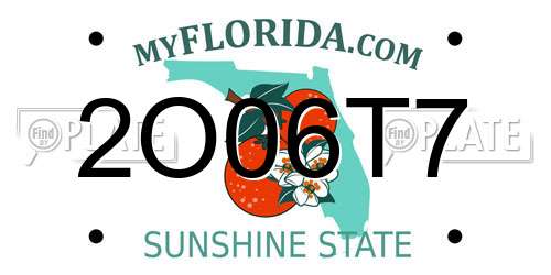 2O06T7 Florida License Plate