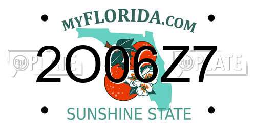 2O06Z7 Florida License Plate