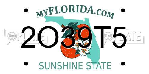 2O39T5 Florida License Plate