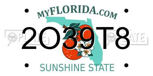 2O39T8 Florida License Plate