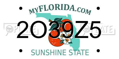 2O39Z5 Florida License Plate