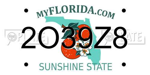 2O39Z8 Florida License Plate