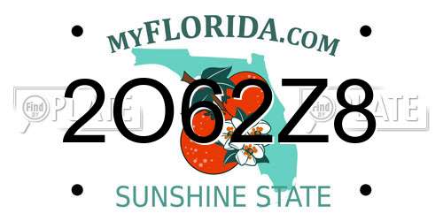 2O62Z8 Florida License Plate