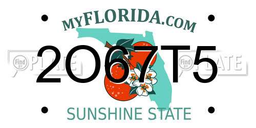 2O67T5 Florida License Plate