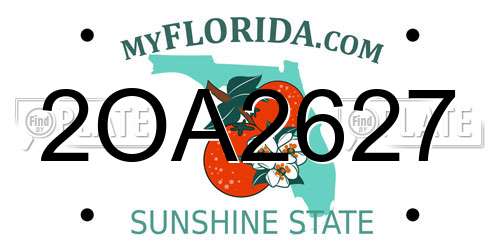 2OA2627 Florida License Plate