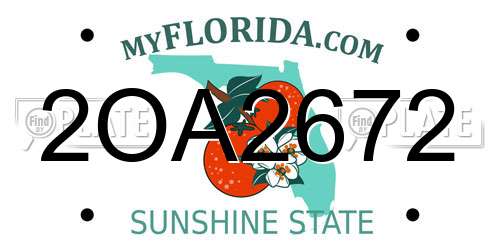 2OA2672 Florida License Plate