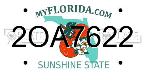 2OA7622 Florida License Plate