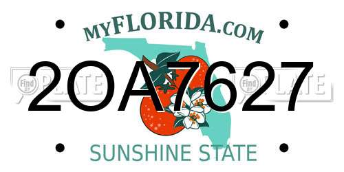 2OA7627 Florida License Plate