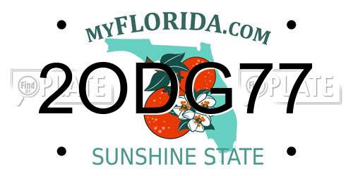 2ODG77 Florida License Plate