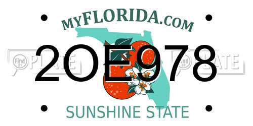 2OE978 Florida License Plate