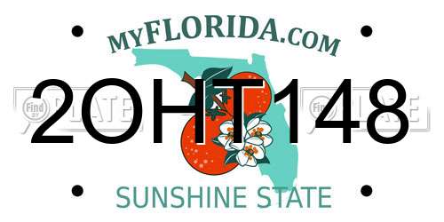 2OHT148 Florida License Plate