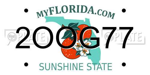 2OOG77 Florida License Plate