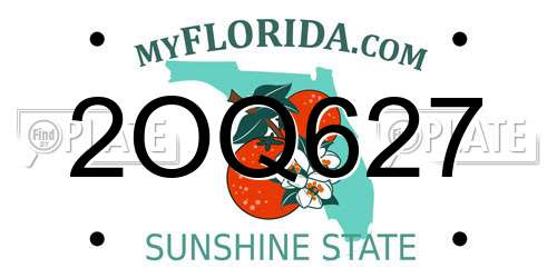 2OQ627 Florida License Plate