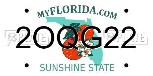 2OQG22 Florida License Plate