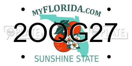 2OQG27 Florida License Plate