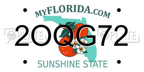 2OQG72 Florida License Plate