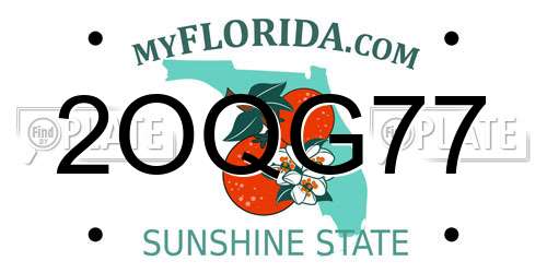 2OQG77 Florida License Plate