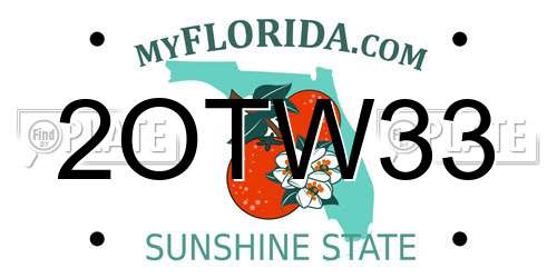 2OTW33 Florida License Plate