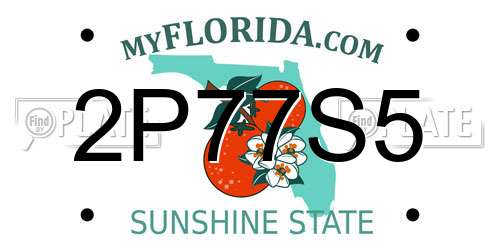 2P77S5 Florida License Plate