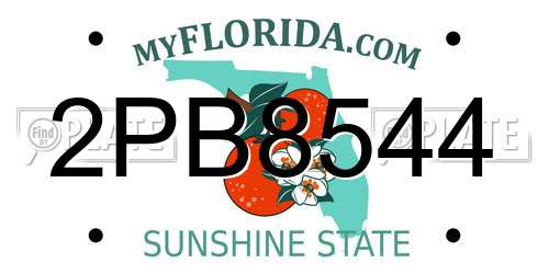 2PB8544 Florida License Plate