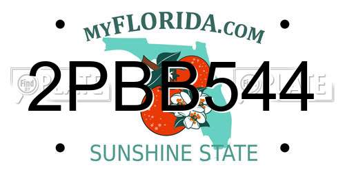 2PBB544 Florida License Plate