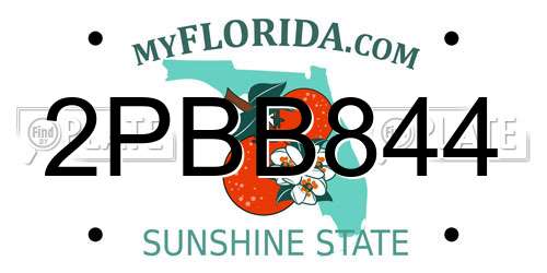 2PBB844 Florida License Plate