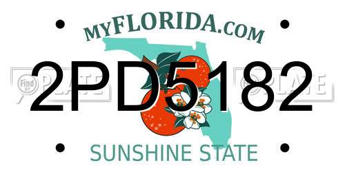2PD5182 Florida License Plate