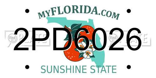 2PD6026 Florida License Plate