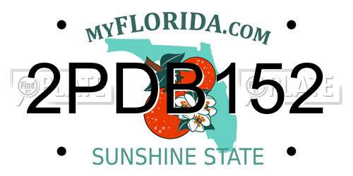 2PDB152 Florida License Plate