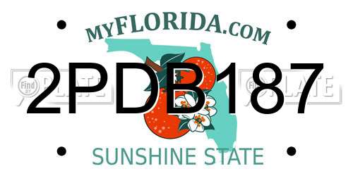 2PDB187 Florida License Plate