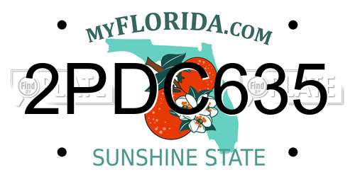 2PDC635 Florida License Plate