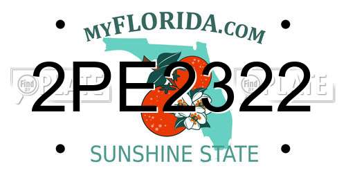 2PE2322 Florida License Plate