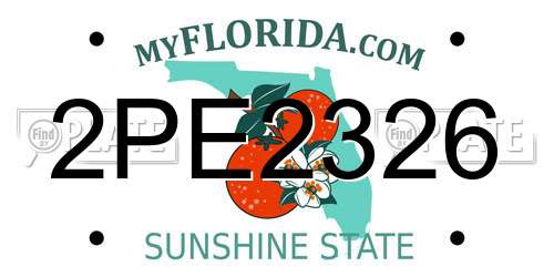 2PE2326 Florida License Plate