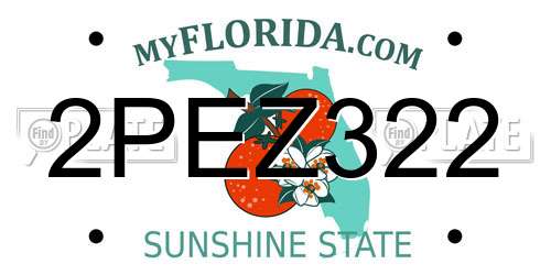 2PEZ322 Florida License Plate