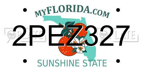 2PEZ327 Florida License Plate
