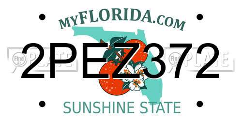 2PEZ372 Florida License Plate