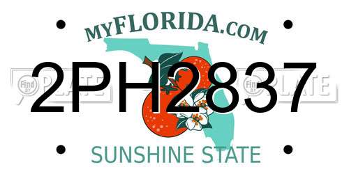 2PH2837 Florida License Plate